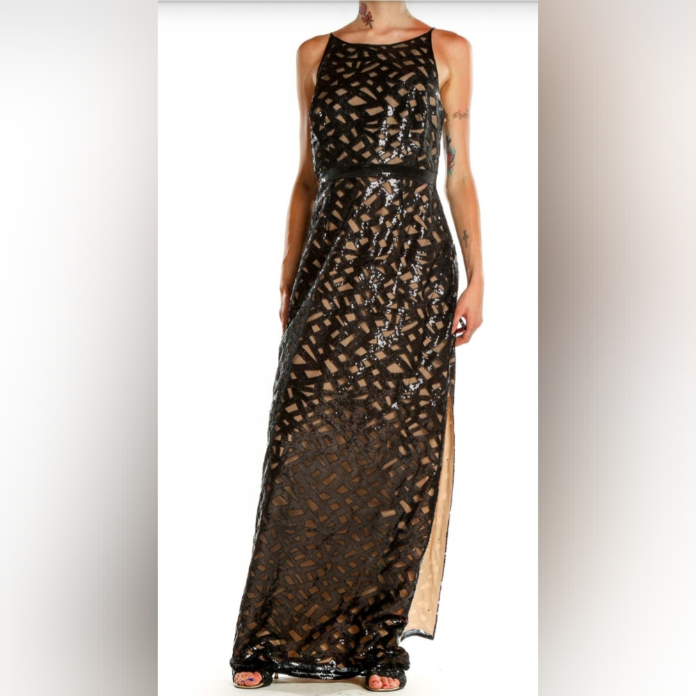 Formal Black Sequined Dress by Cache